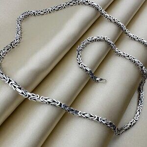 Sterling Silver Handmade Byzantine Necklace 4MM